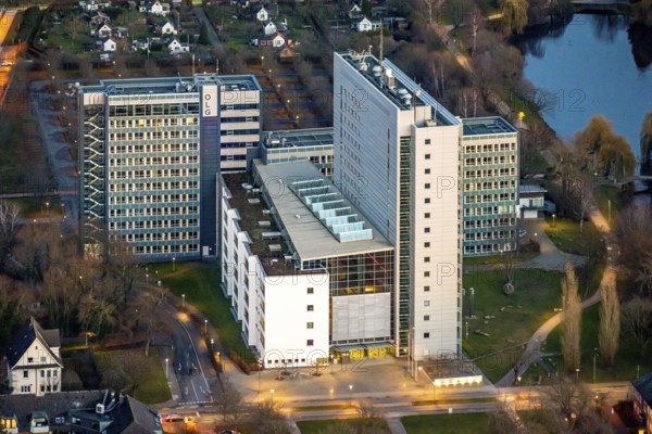 Aerial photo, OLG, Hamm Higher Regional Court, Hamm Public Prosecutor's Office, twilight photo,