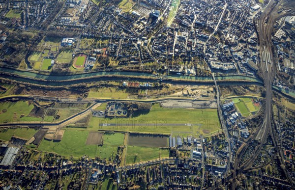 Aerial photo, Hamm-Lippewiesen airfield, Lippe reconstruction, Hamm on the water, Datteln-Hamm