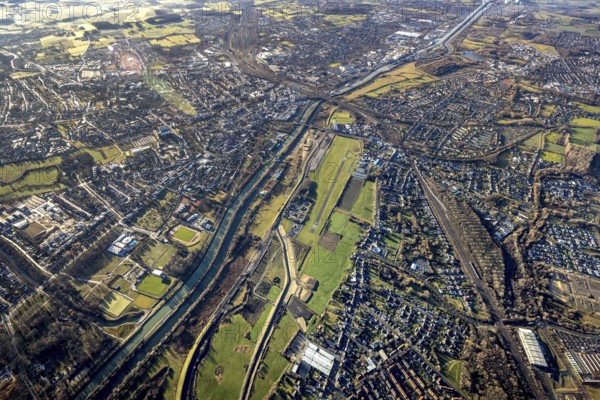 Aerial photo, Hamm-Lippewiesen airfield, Lippe reconstruction, Hamm on the water, Datteln-Hamm