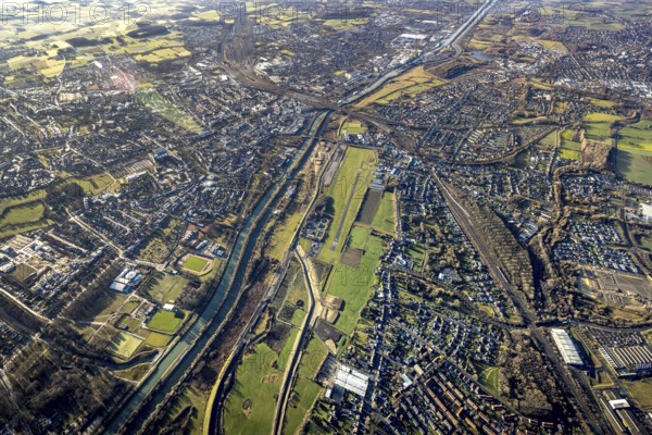 Aerial photo, Hamm-Lippewiesen airfield, Lippe reconstruction, Hamm on the water, Datteln-Hamm
