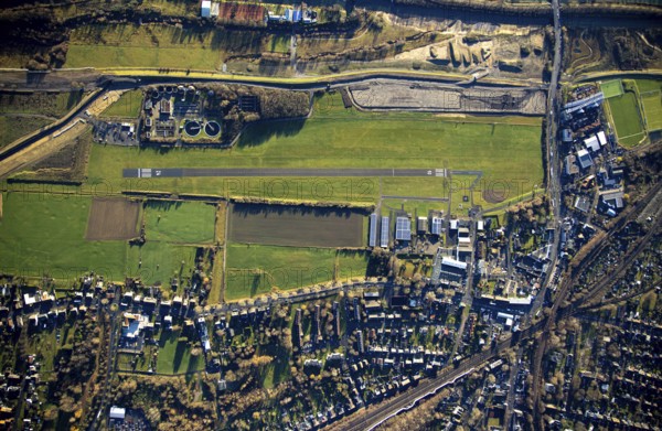 Aerial photo, Hamm-Lippewiesen airfield, Lippe reconstruction, Hamm on the water, Datteln-Hamm