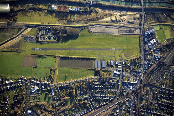 Aerial photo, Hamm-Lippewiesen airfield, Lippe reconstruction, Hamm on the water, Datteln-Hamm