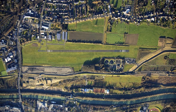 Aerial photo, Hamm-Lippewiesen airfield, Lippe reconstruction, Hamm on the water, Datteln-Hamm