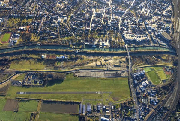 Aerial photo, Hamm-Lippewiesen airfield, Lippe reconstruction, Hamm on the water, Datteln-Hamm
