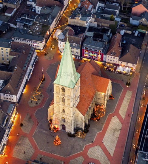 Aerial view, city centre Hamm, Pauluskirche, market place without Christmas market, centre, Hamm,