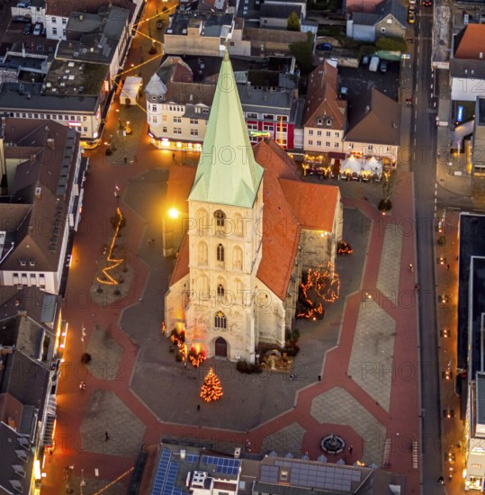 Aerial view, city centre Hamm, Pauluskirche, market place without Christmas market, centre, Hamm,