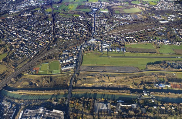 Aerial photo, Hamm-Lippewiesen airfield, Lippe reconstruction, Hamm on the water, Datteln-Hamm