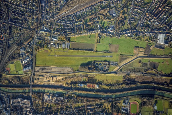 Aerial photo, Hamm-Lippewiesen airfield, Lippe reconstruction, Hamm on the water, Datteln-Hamm