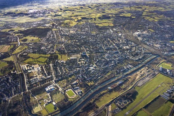 Aerial photo, Hamm-Lippewiesen airfield, Lippe reconstruction, Hamm on the water, Datteln-Hamm
