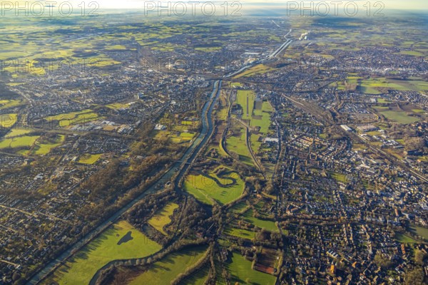 Aerial photo, Hamm-Lippewiesen airfield, Lippe reconstruction, Hamm on the water, Datteln-Hamm