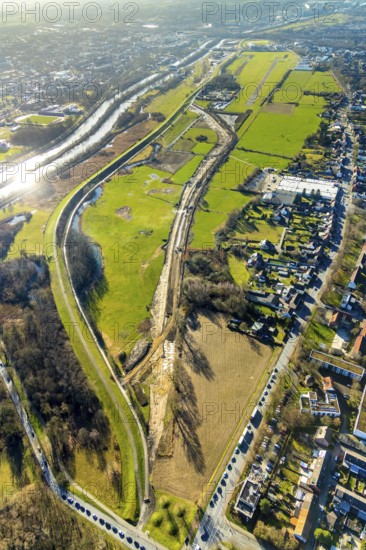 Aerial photo, Lippewiesen, reconstruction of Lippe meadows between Hamm-Lippewiesen airfield and