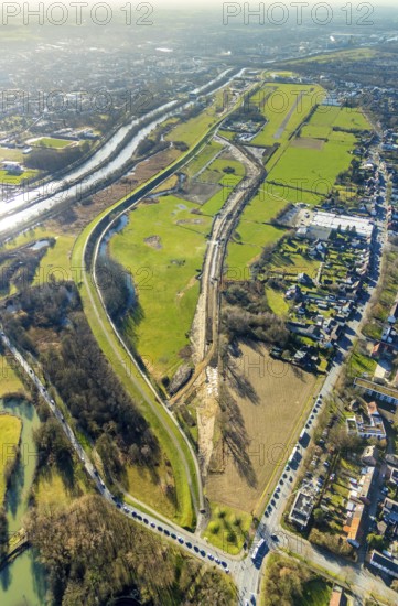 Aerial photo, Lippewiesen, reconstruction of Lippe meadows between Hamm-Lippewiesen airfield and