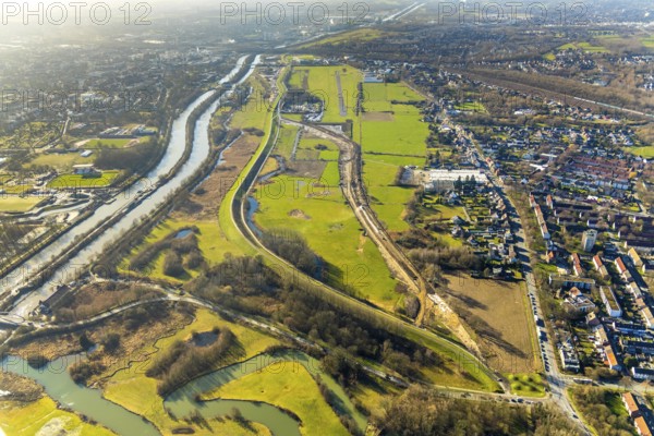 Aerial photo, Lippewiesen, reconstruction of Lippe meadows between Hamm-Lippewiesen airfield and