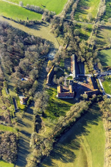 Aerial view, Schloss Heessen public school and boarding school, Hamm, Ruhr area, North