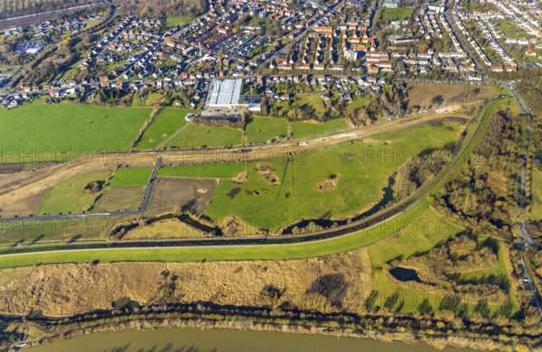 Aerial photo, Lippewiesen, reconstruction of Lippe meadows between Hamm-Lippewiesen airfield and