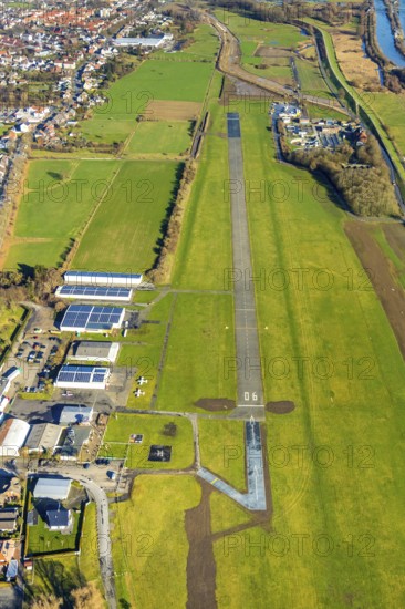 Aerial photo, Lippewiesen, reconstruction of Lippe meadows between Hamm-Lippewiesen airfield and