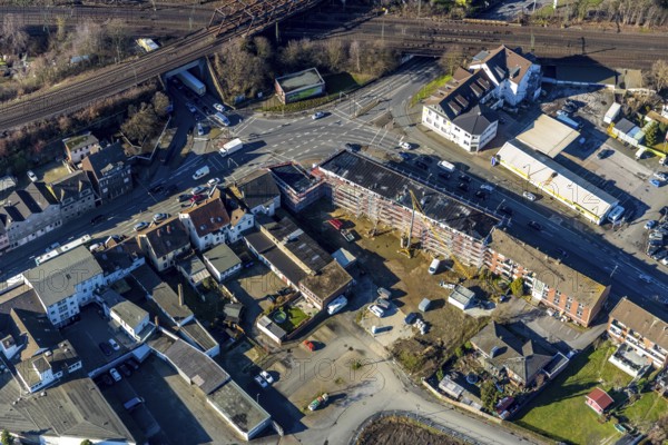 Aerial view, new construction, residential buildings Heessener Straße, corner Münsterstraße, Hamm,