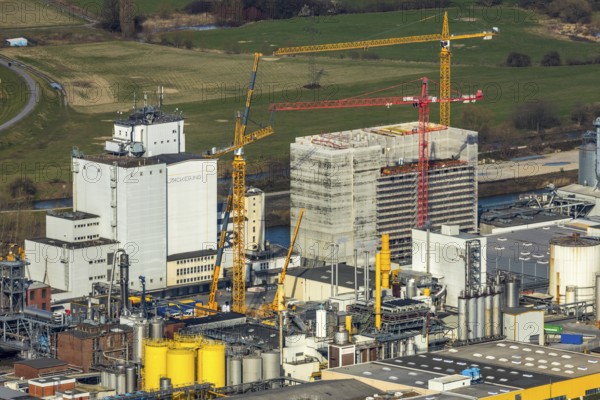 Aerial photo, Brökelmann Ölmühle GmbH, Jeckering, industrial plants Speicherstraße, construction