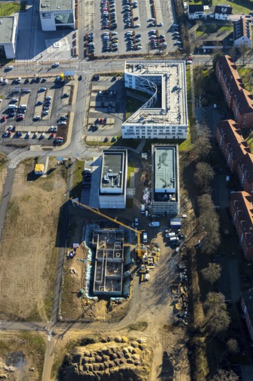 Aerial view, new development area SCI:Q Living, ParacelsusPark, Hamm-Lippstadt University,