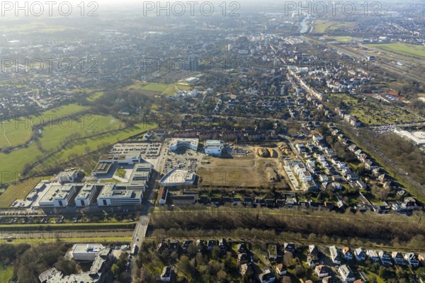 Aerial view, new development area SCI:Q Living, ParacelsusPark, Hamm-Lippstadt University,