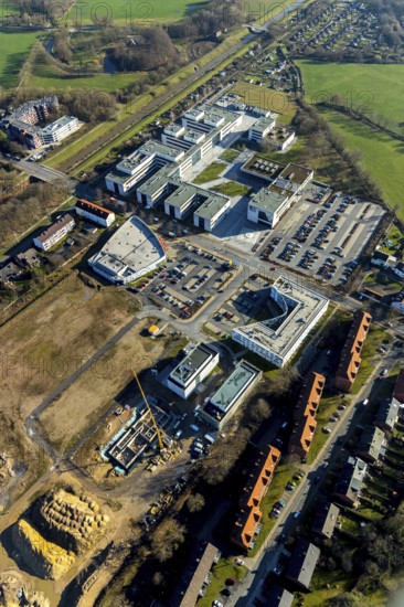 Aerial view, new development area SCI:Q Living, ParacelsusPark, Hamm-Lippstadt University,