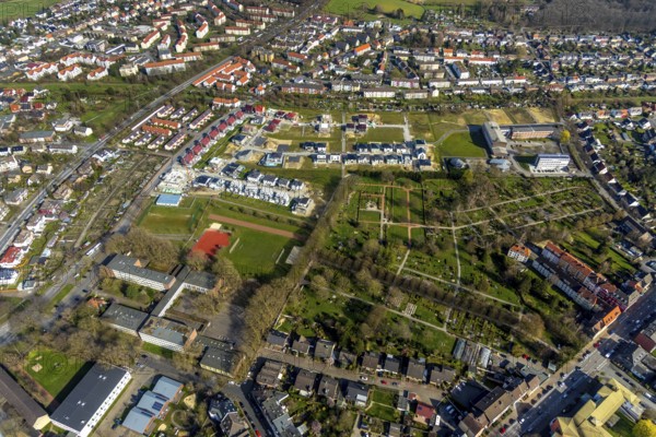 Aerial view, housing estate development area Auf dem Beisenkamp, Eschenallee, Beisenkamp Gymnasium