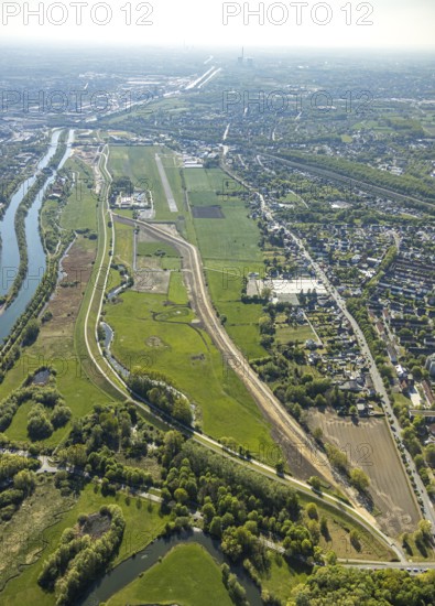 Hamm-Lippewiesen airfield EDLH, runway markings, Lippe reconstruction, Lippe river, Hamm, Ruhr
