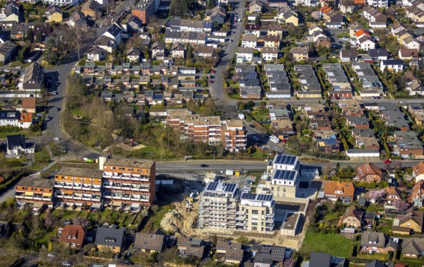 Aerial view, new construction project Augenweide, condominiums and penthouses, Grenzweg,