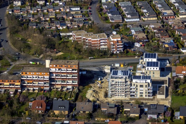 Aerial view, new construction project Augenweide, condominiums and penthouses, Grenzweg,