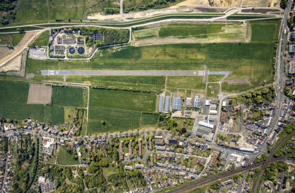 Hamm-Lippewiesen airfield EDLH, runway markings, Lippe reconstruction, Lippe river, Hamm, Ruhr