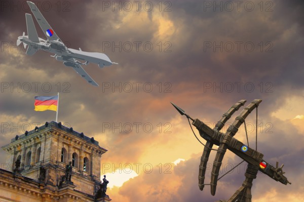 Symbolic image, Putin and Ukraine war, Russian drones over Germany and the EU, defense with