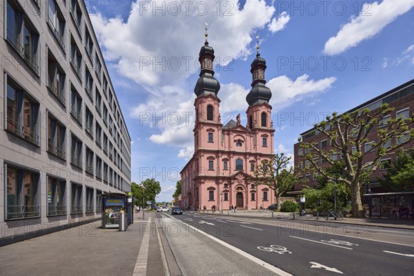 St. Peter church, double tower, onion tower, rococo style, general architecture, modern buildings,