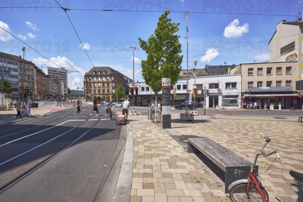 Traffic area, street, square, general architecture, commercial building, residential building, tram