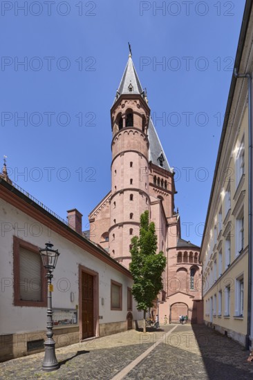 Mainzer Cathedral, St. Martin Cathedral, general architecture, houses, lantern, street made of