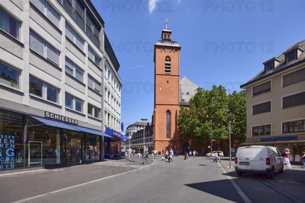 Fashion store, Schiesser GmbH, church, St. Quintin, church tower, general architecture, residential