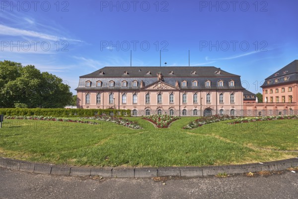 State Chancellery, New Armoury, historic building, baroque style, curb, gardens, flower bed, lawn,