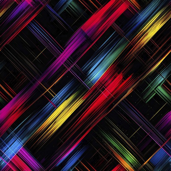 Abstract digital art featuring vibrant, intersecting neon lines creating a geometric pattern,