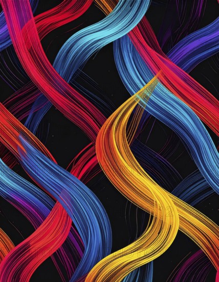 Abstract digital art featuring vibrant, intersecting neon lines creating a geometric pattern,