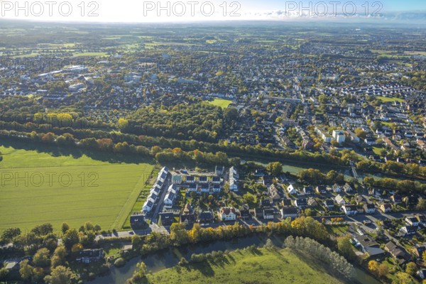 Aerial view, new development area for residential buildings Im Fuchswinkel an der