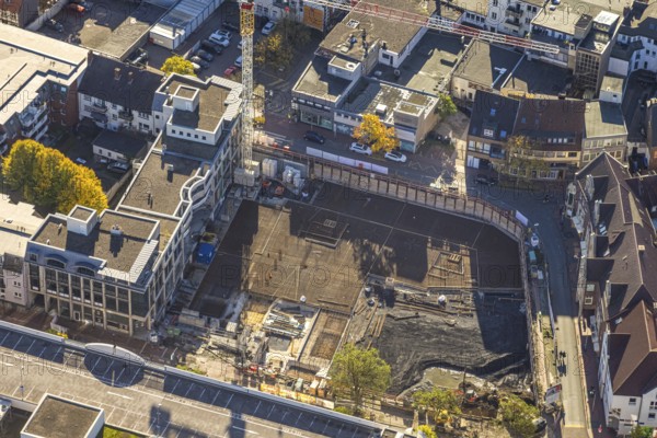 Aerial view, construction site with demolition and new construction of the western half of the