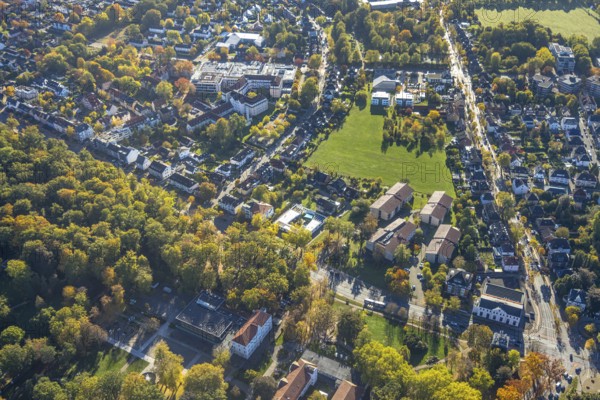 Aerial view, Johanniter-Kliniken Hamm location Knappenstraße, meadow area on Soester Straße,