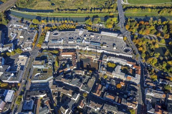 Aerial view, construction site with demolition and new construction of the western half of the