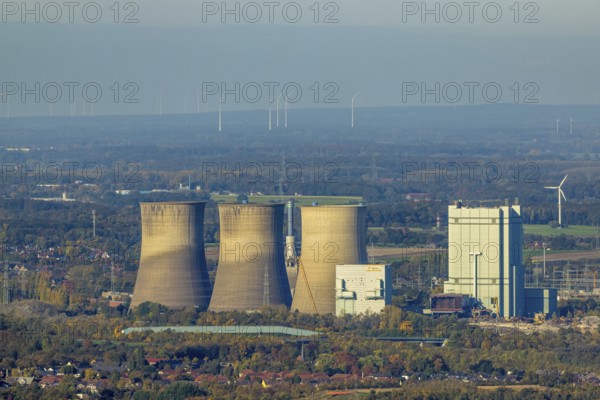Aerial view, RWE Generation SE Gersteinwerk power plant after blowing up the chimney, Bockum-Hövel,