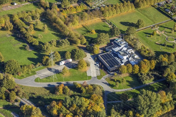 Aerial view, Krematorium Hamm GmbH am Parkfriedhof Herringen, Stadtbezirk Herringen, Hamm, Ruhr