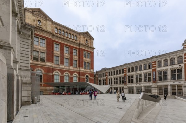 London, United Kingdom - 15 May 2025: The new exhibition road entrance plaza of the Victoria and