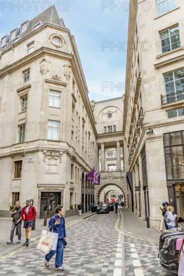 London, United Kingdom - 15 May 2025: Elegant neoclassical architecture lining the luxury Hotel