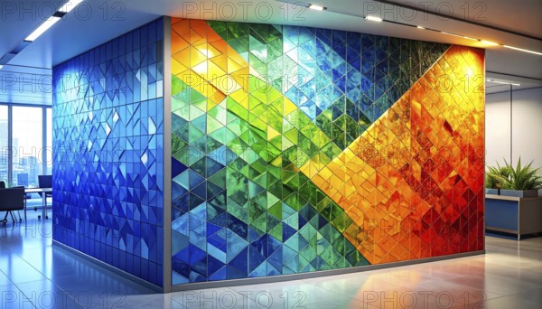 Abstract modern template, geometric effect stylized as mosaic tile, vibrant colorful business