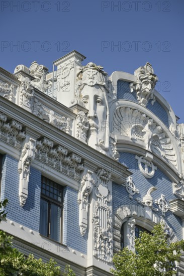 Detail, façade, Art Nouveau residential building, Art Nouveau quarter, Elisabethstraße 10 b,