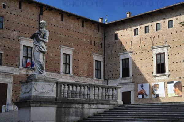 Statue of Saint Crescentino in front of the Cathedral and Galleria Nazionale delle Marche, National