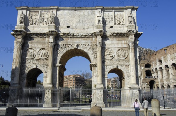 Protected Arch of Constantine with marble reliefs marble reliefs relief made of marble with scenes